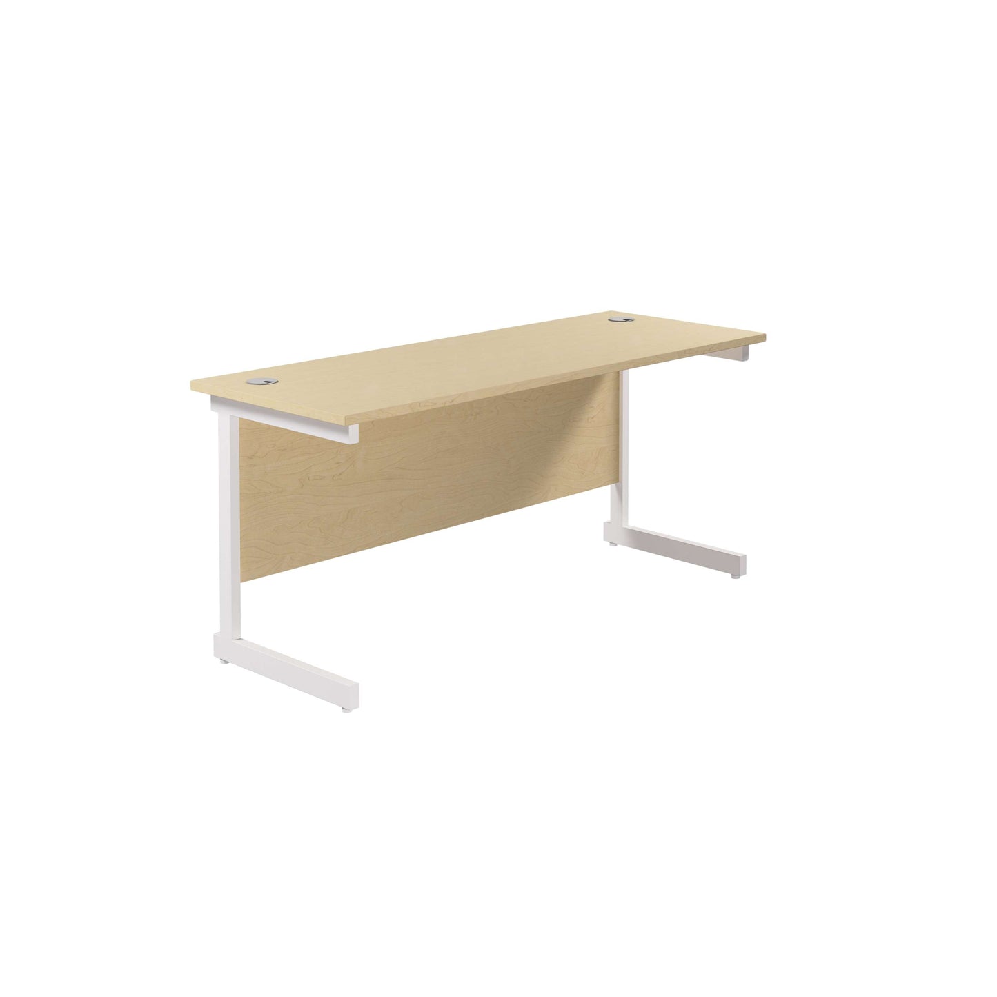 Single Upright Rectangular Desk: 600mm Deep (FSC) | 1600 X 600 | Maple/White