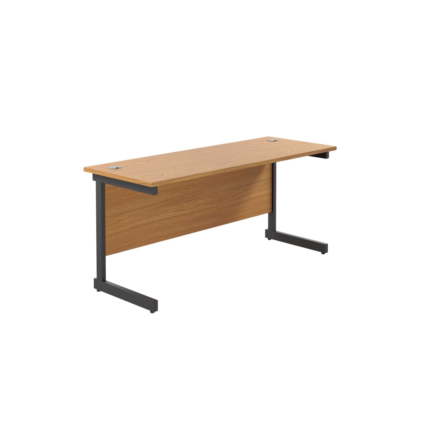 Single Upright Rectangular Desk: 600mm Deep (FSC) | 1600 X 600 | Nova Oak/Black