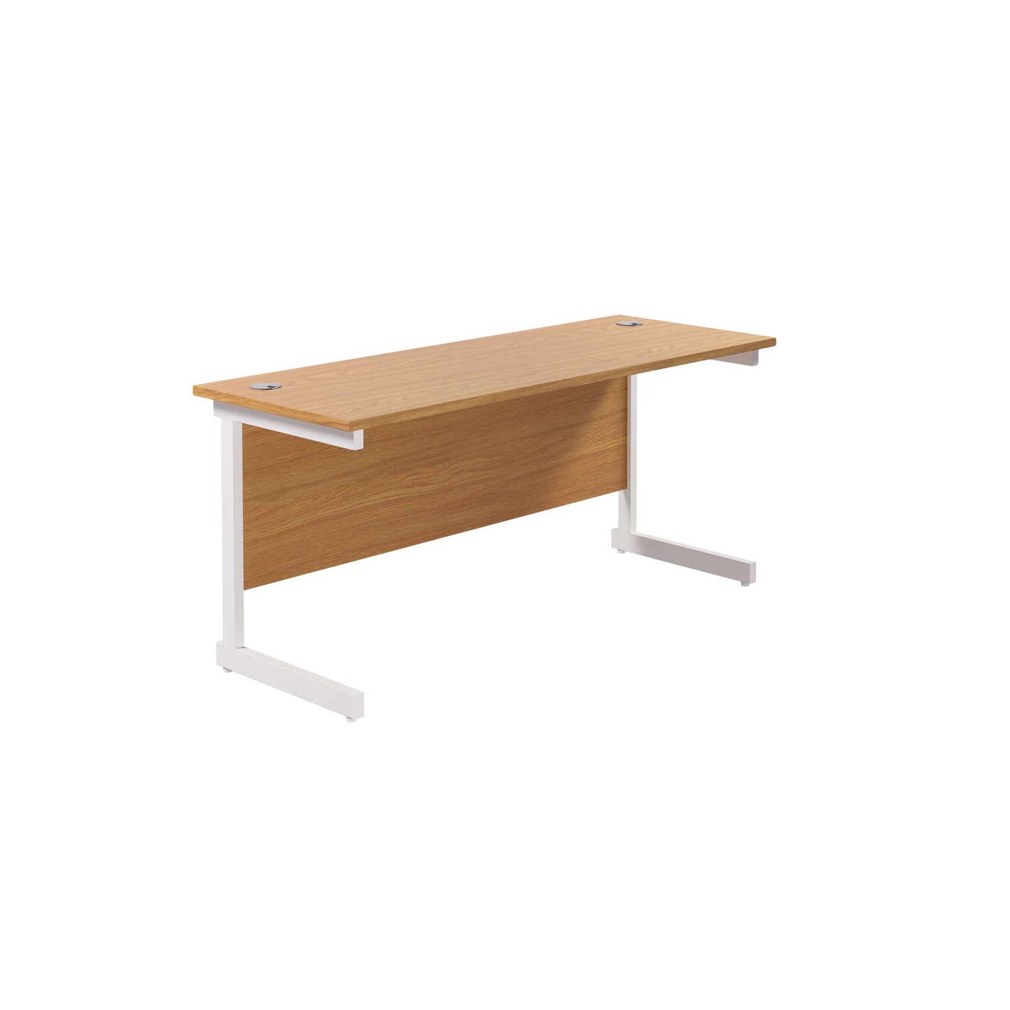 Single Upright Rectangular Desk: 600mm Deep (FSC) | 1600 X 600 | Nova Oak/White