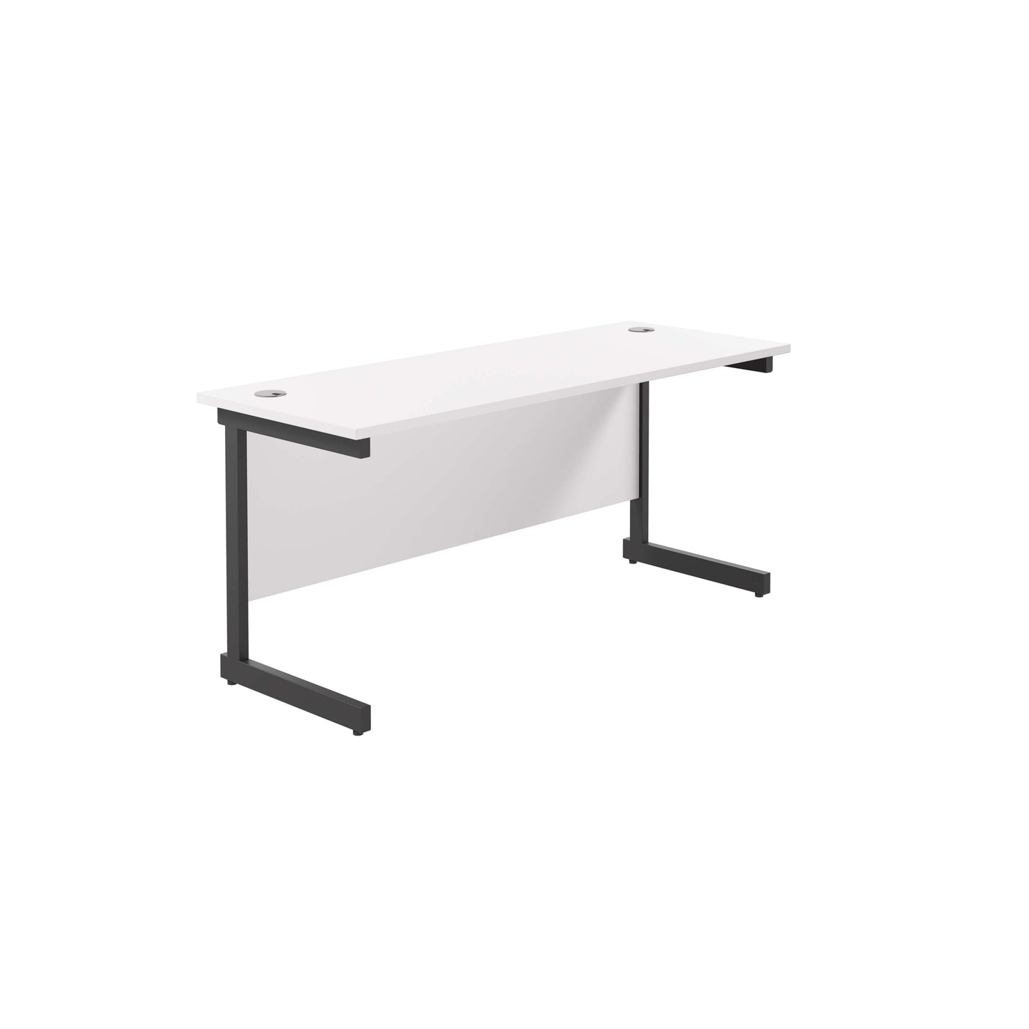 Single Upright Rectangular Desk: 600mm Deep (FSC) | 1600 X 600 | White/Black