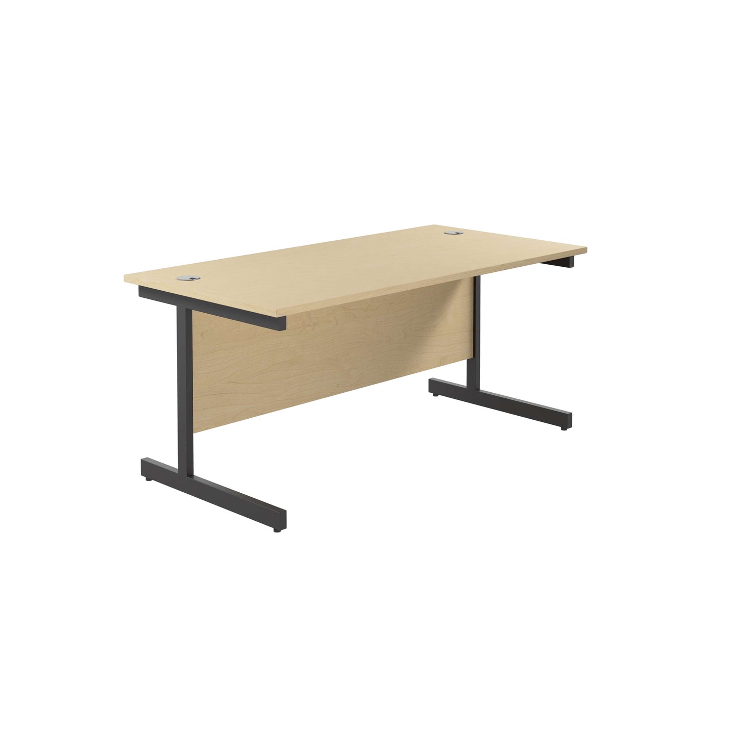 Single Upright Rectangular Desk: 800mm Deep (FSC) | 1600 X 800 | Maple/Black