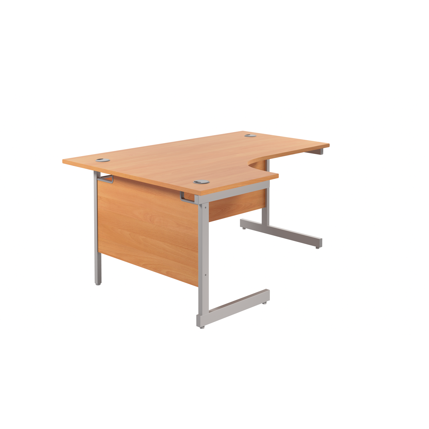 Single Upright Left Hand Radial Desk (FSC) | 1800 X 1200 | Beech/Silver