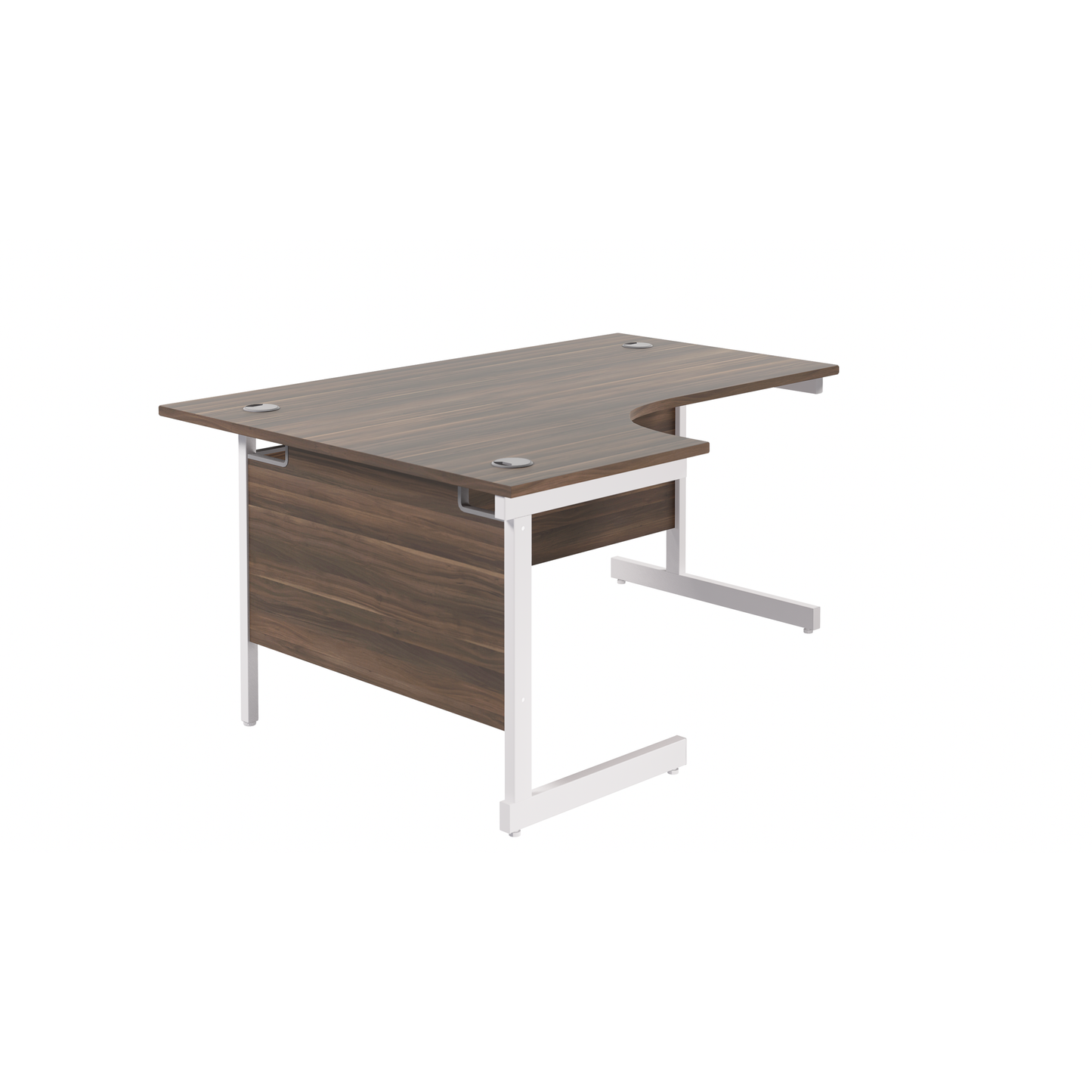 Single Upright Left Hand Radial Desk (FSC) | 1800 X 1200 | Dark Walnut/White