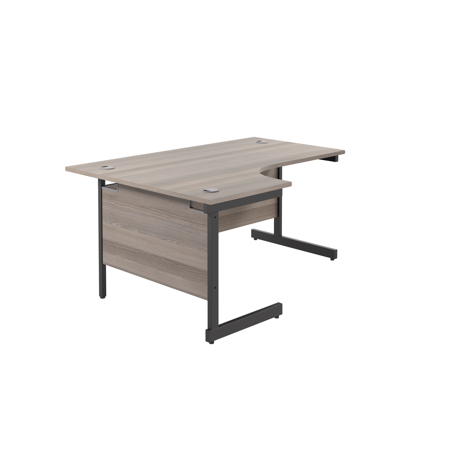 Single Upright Left Hand Radial Desk (FSC) | 1800 X 1200 | Grey Oak/Black