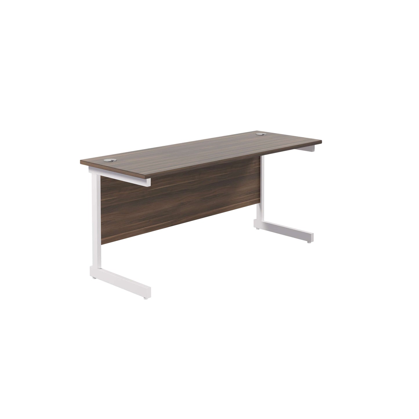Single Upright Rectangular Desk: 600mm Deep (FSC) | 1800 X 600 | Dark Walnut/White