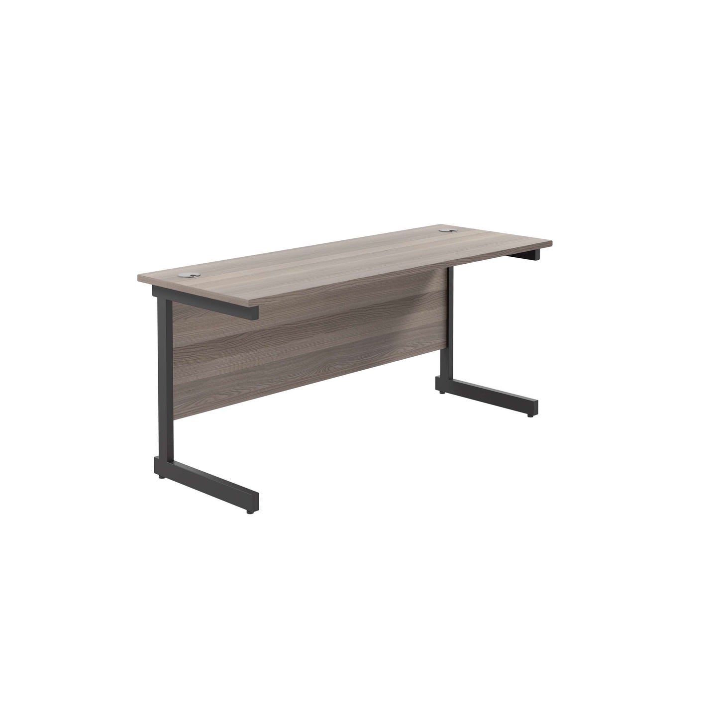 Single Upright Rectangular Desk: 600mm Deep (FSC) | 1800 X 600 | Grey Oak/Black
