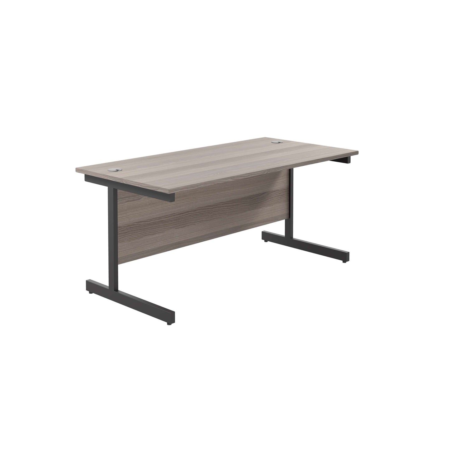 Single Upright Rectangular Desk: 800mm Deep (FSC) | 1800 X 800 | Grey Oak/Black
