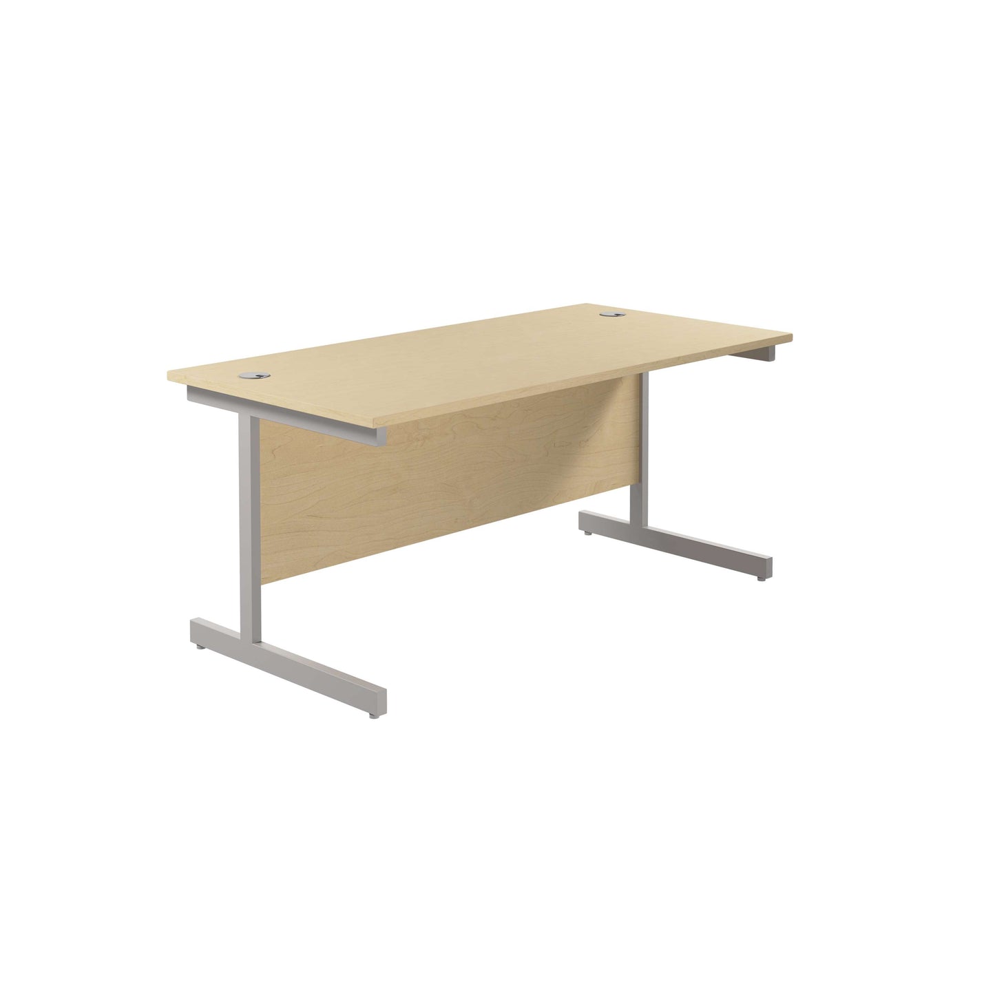 Single Upright Rectangular Desk: 800mm Deep (FSC) | 1800 X 800 | Maple/Silver