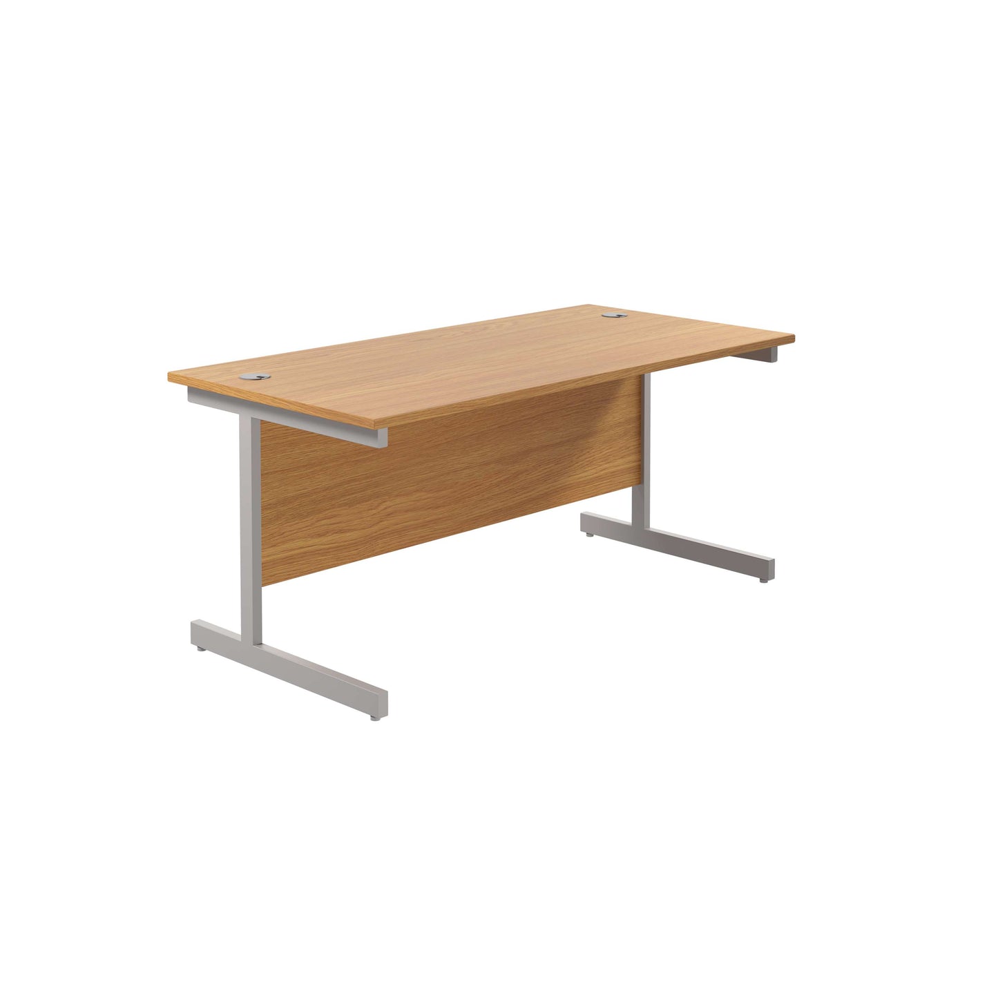 Single Upright Rectangular Desk: 800mm Deep (FSC) | 1800 X 800 | Nova Oak/Silver