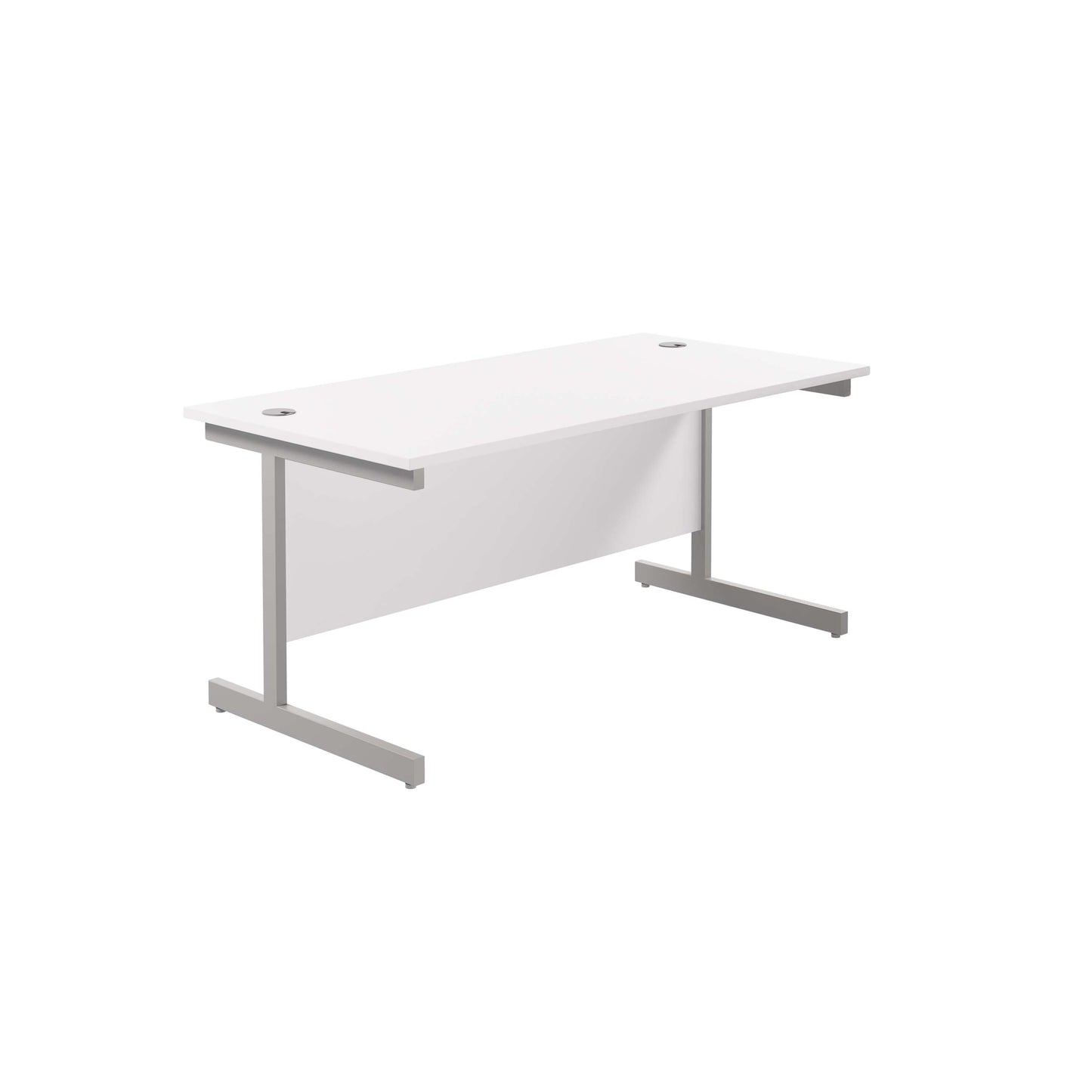 Single Upright Rectangular Desk: 800mm Deep (FSC) | 1800 X 800 | White/Silver