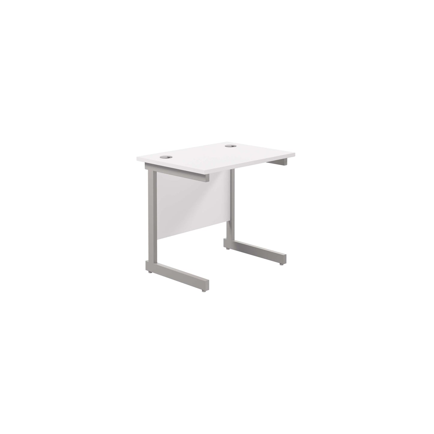 Single Upright Rectangular Desk: 600mm Deep (FSC) | 800 X 600 | White/Silver