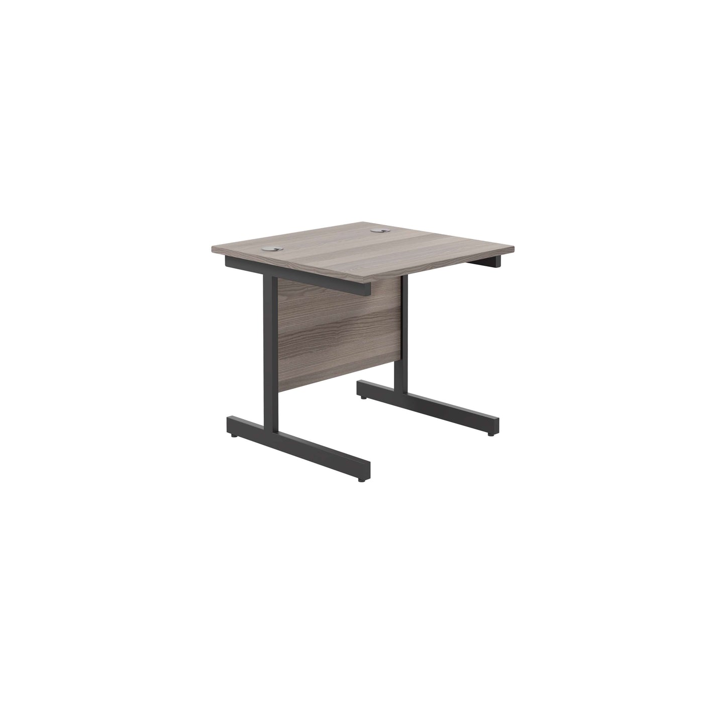 Single Upright Rectangular Desk: 800mm Deep (FSC) | 800 X 800 | Grey Oak/Black