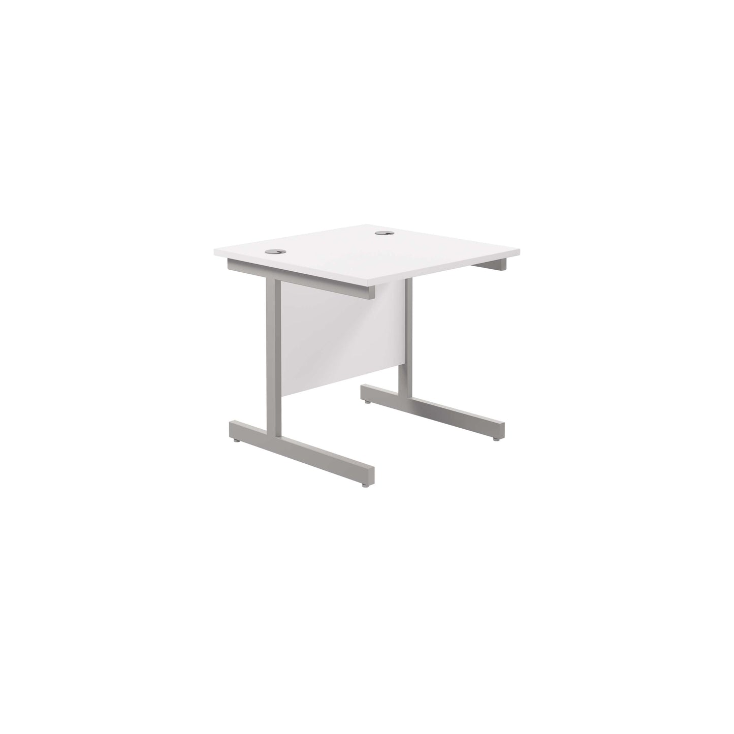Single Upright Rectangular Desk: 800mm Deep (FSC) | 800 X 800 | White/Silver