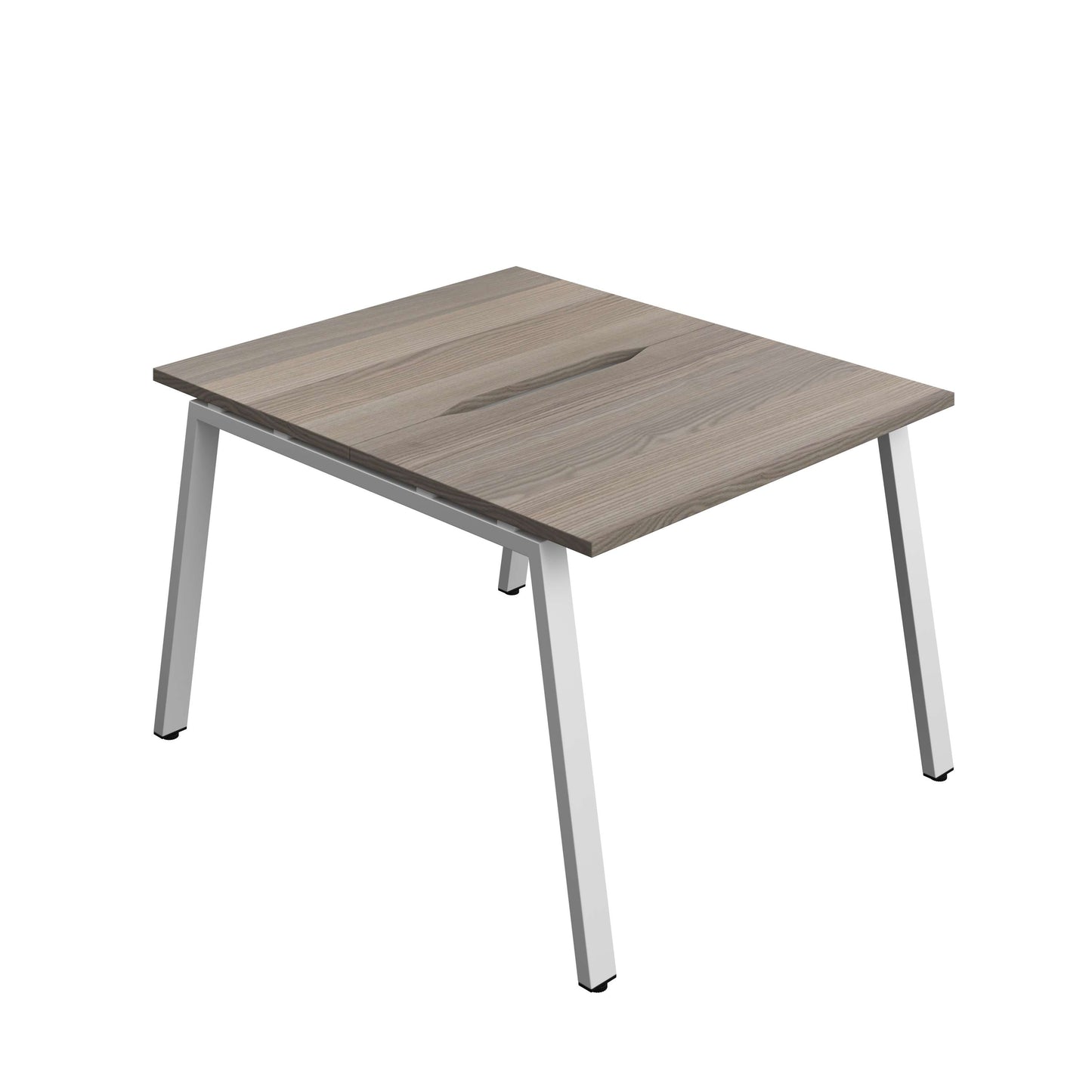 Synergy Bench with Cut Out: 2 Person (FSC) : A-Frame Leg : 1000 | 600 | Grey Oak/Silver
