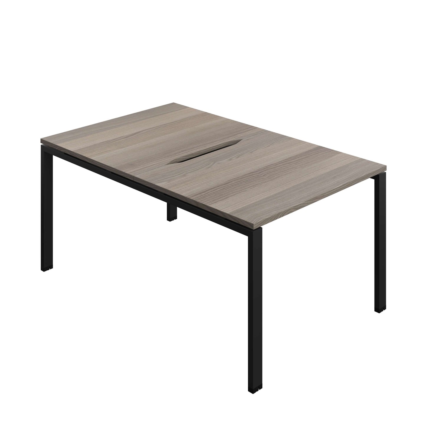 Synergy Bench with Cut Out: 2 Person (FSC) : Goal Post Leg : 1000 | 800 | Grey Oak/Black