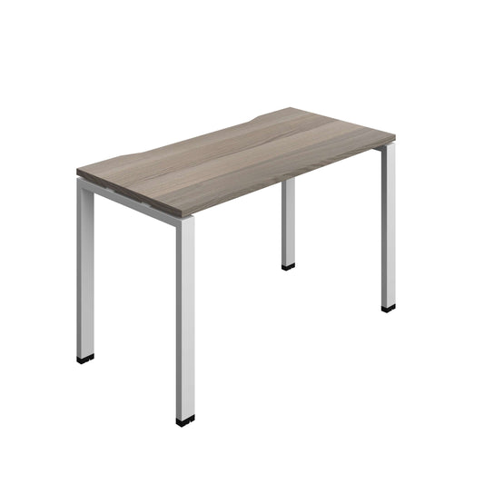 Synergy Bench with Cut Out: 1 Person (FSC) : Goal Post Leg : 1200 | 600 | Grey Oak/Silver