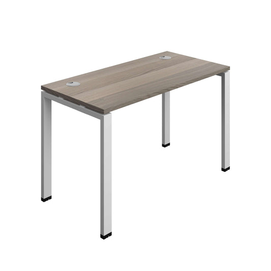 Synergy Bench with Cable Ports: 1 Person (FSC) : Goal Post Leg : 1200 | 600 | Grey Oak/Silver