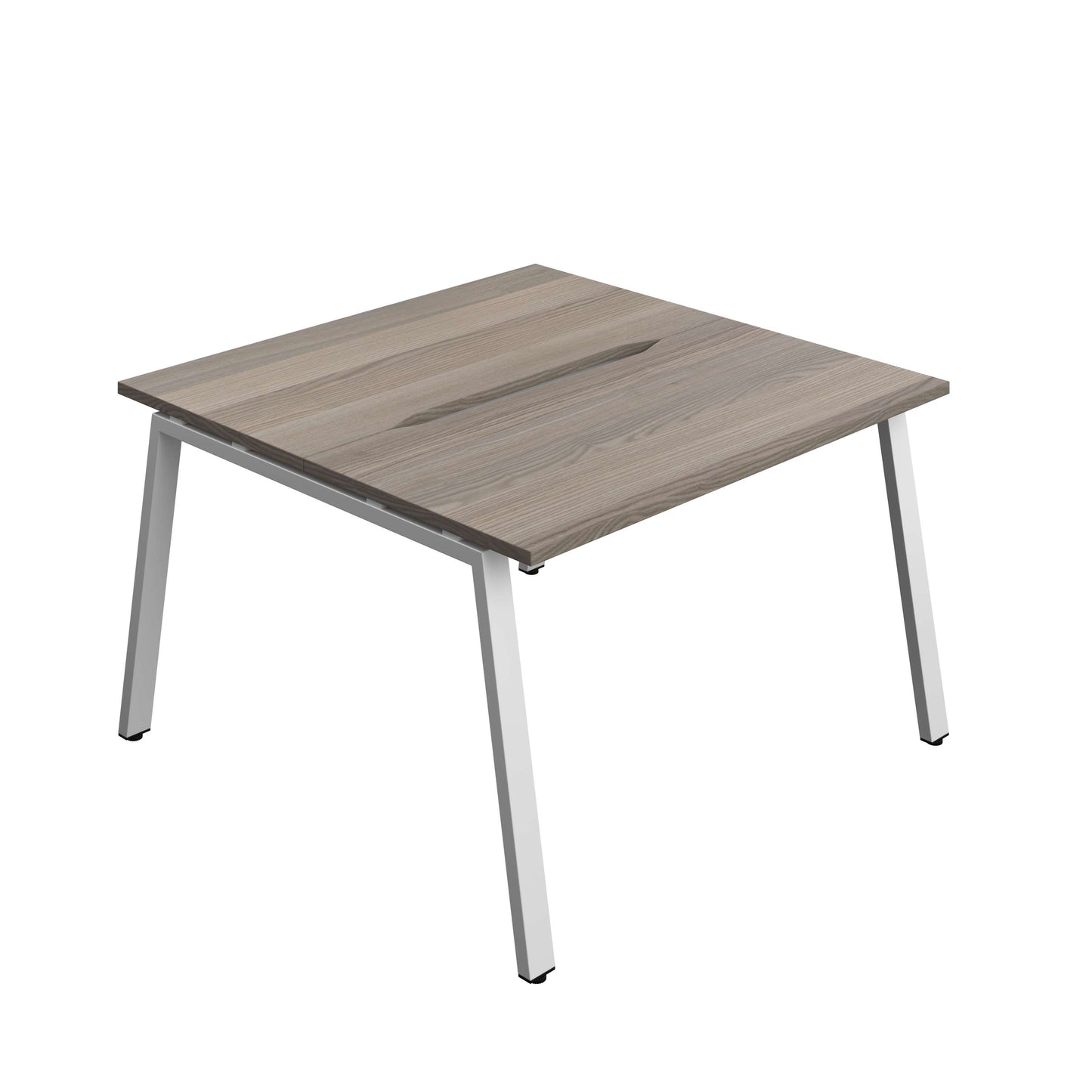 Synergy Bench with Cut Out: 2 Person (FSC) : A-Frame Leg : 1200 | 700 | Grey Oak/Silver