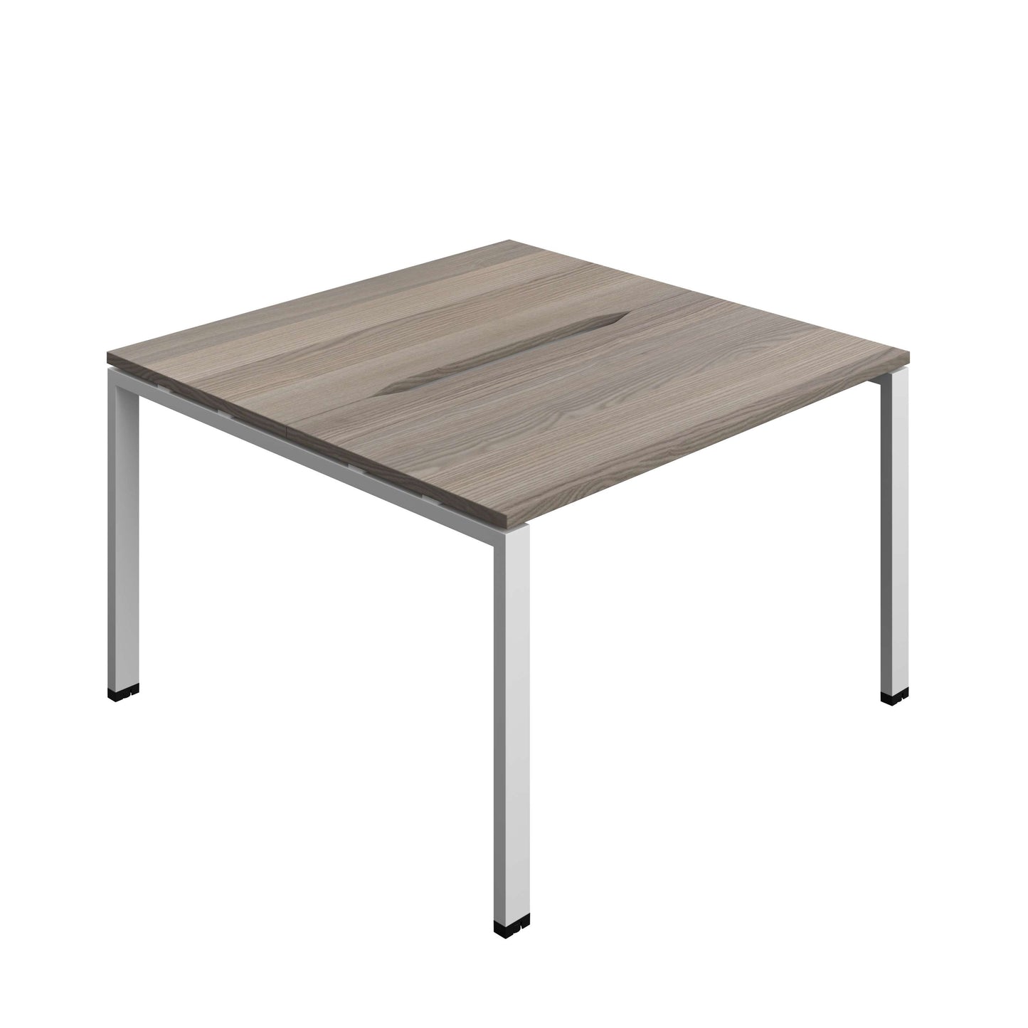 Synergy Bench with Cut Out: 2 Person (FSC) : Goal Post Leg : 1200 | 700 | Grey Oak/Silver