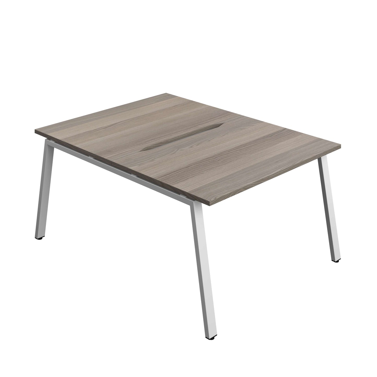 Synergy Bench with Cut Out: 2 Person (FSC) : A-Frame Leg : 1200 | 800 | Grey Oak/Silver