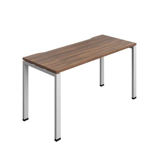 Synergy Bench with Cut Out: 1 Person (FSC) : Goal Post Leg : 1400 | 600 | Dark Walnut/Silver