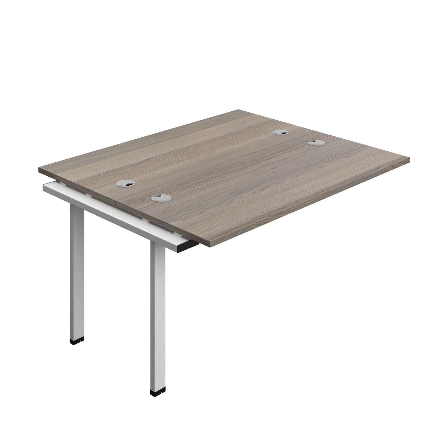 Synergy Bench Extension with Cable Ports: 2 Person (FSC) : 1400 | 600 | Grey Oak/Silver
