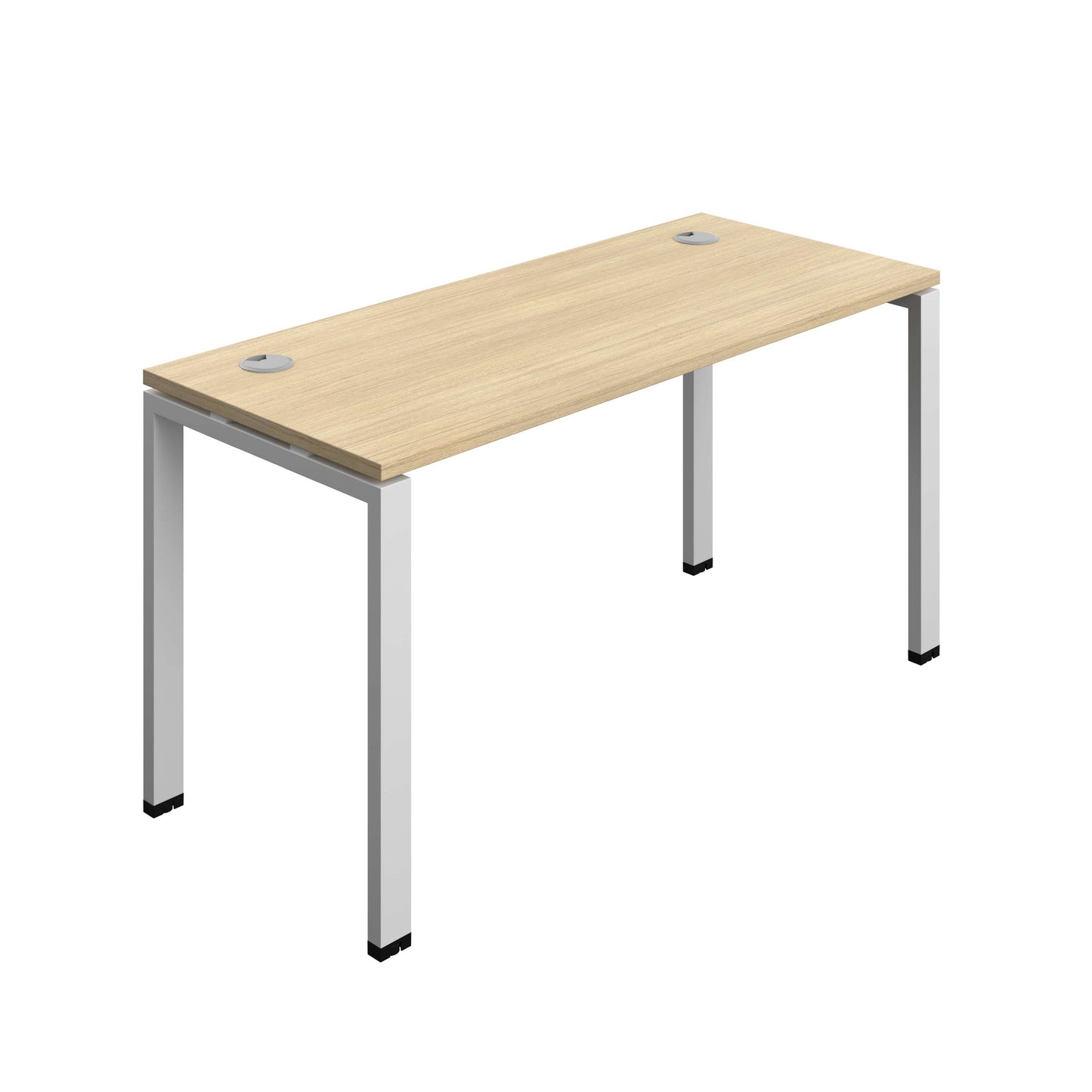 Synergy Bench with Cable Ports: 1 Person (FSC) : Goal Post Leg : 1400 | 600 | Nova Oak/Silver