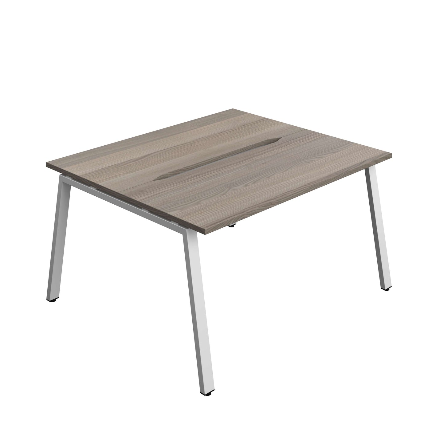 Synergy Bench with Cut Out: 2 Person (FSC) : A-Frame Leg : 1400 | 700 | Grey Oak/Silver