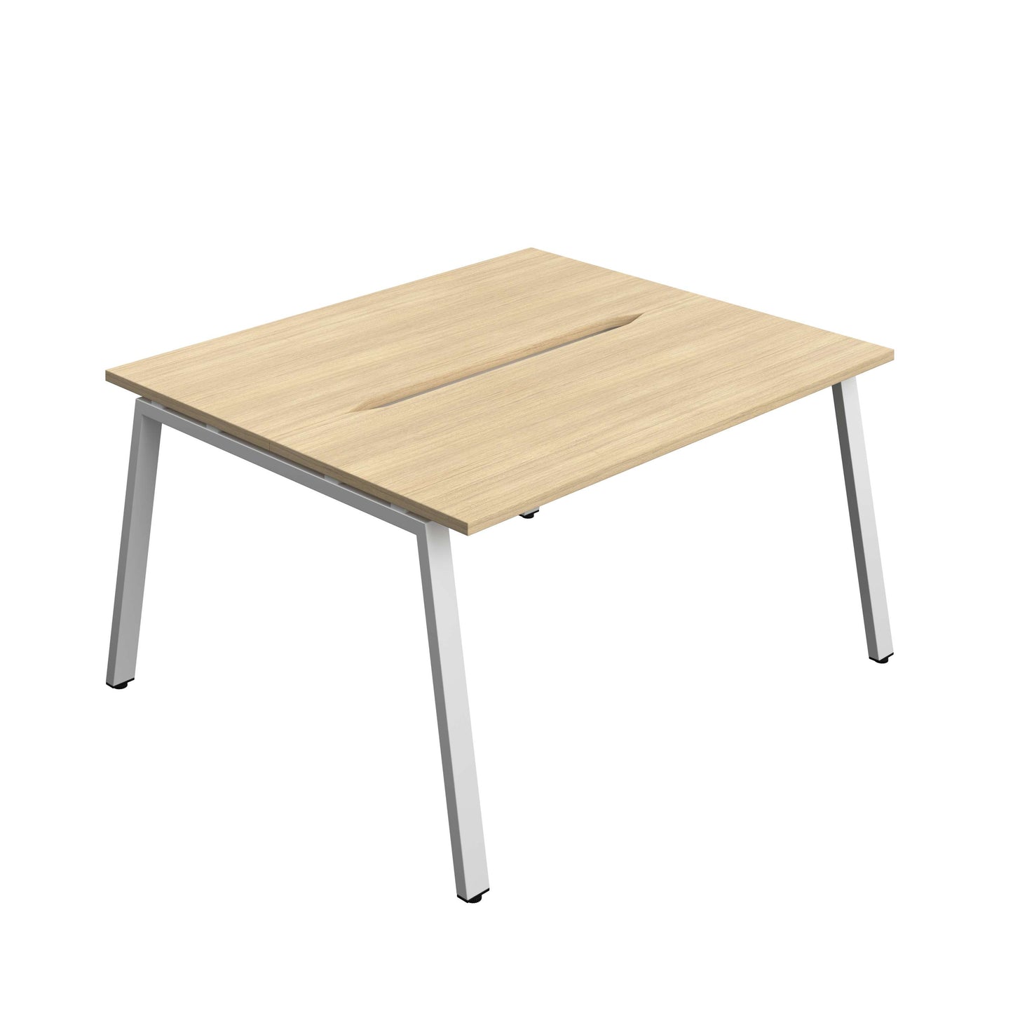 Synergy Bench with Cut Out: 2 Person (FSC) : A-Frame Leg : 1400 | 700 | Nova Oak/Silver