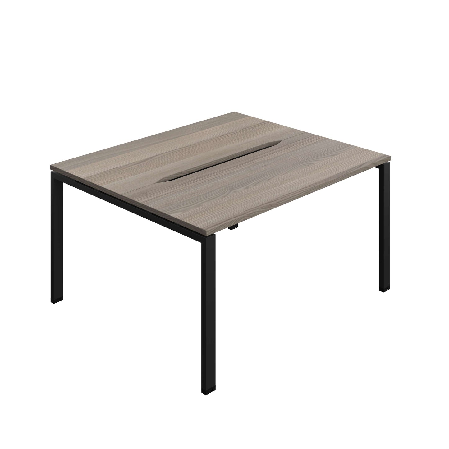 Synergy Bench with Cut Out: 2 Person (FSC) : Goal Post Leg : 1400 | 700 | Grey Oak/Black
