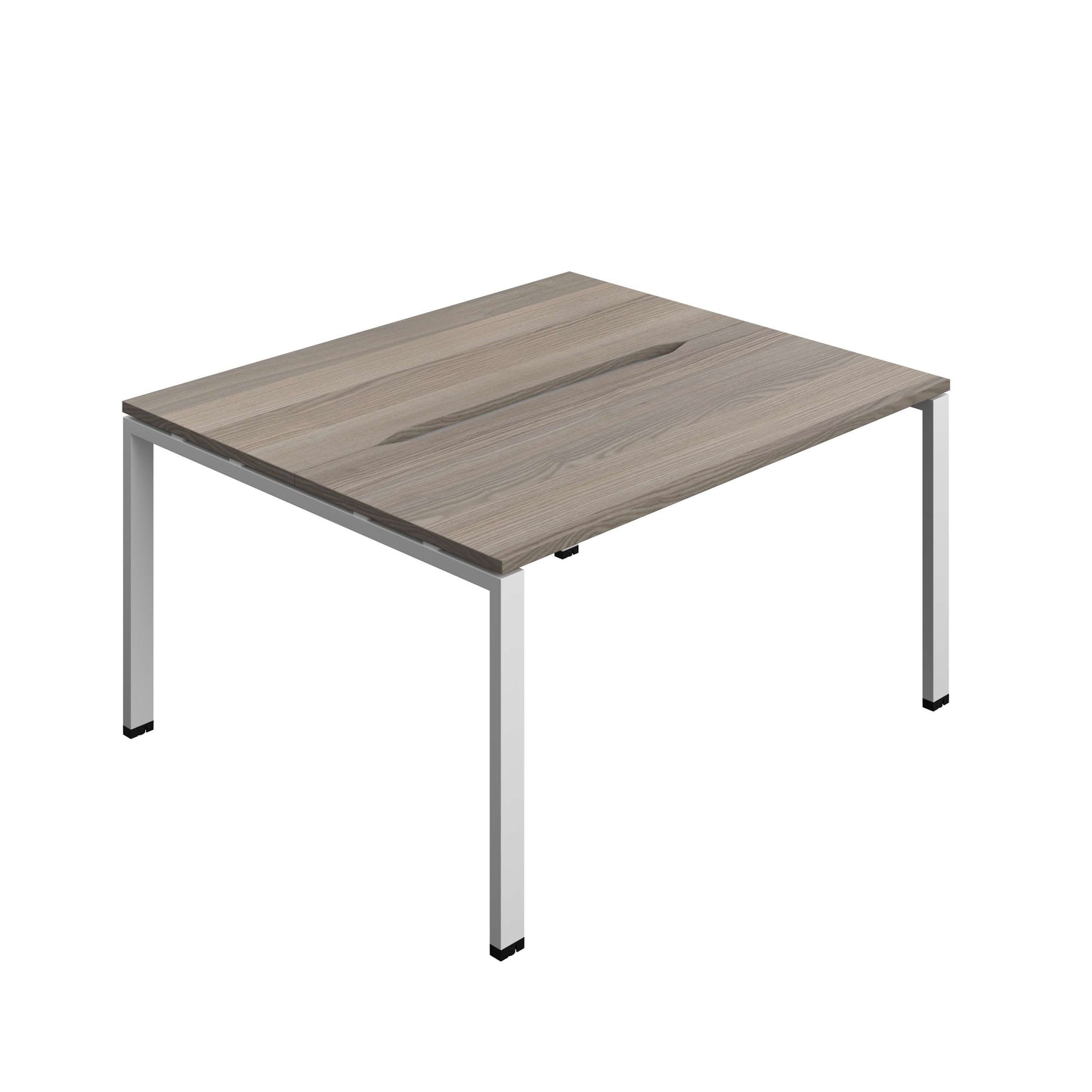 Synergy Bench with Cut Out: 2 Person (FSC) : Goal Post Leg : 1400 | 700 | Grey Oak/Silver
