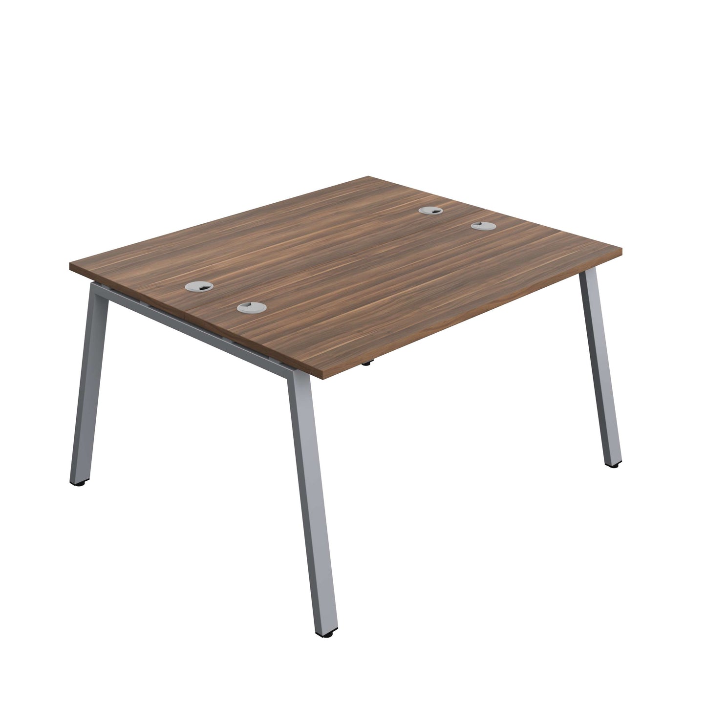 Synergy Bench with Cable Ports: 2 Person (FSC) : A-Frame Leg : 1400 | 700 | Dark Walnut/Silver