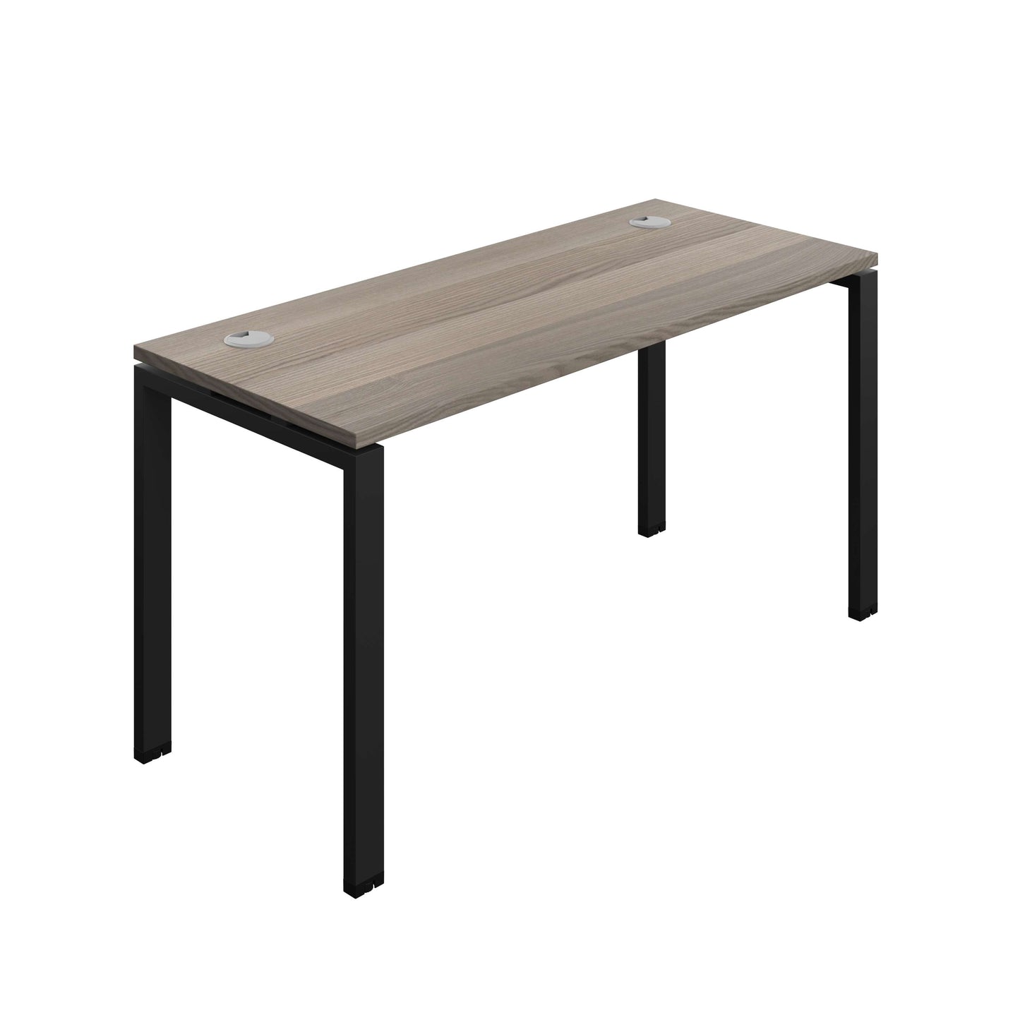 Synergy Bench with Cable Ports: 1 Person (FSC) : Goal Post Leg : 1400 | 700 | Grey Oak/Black