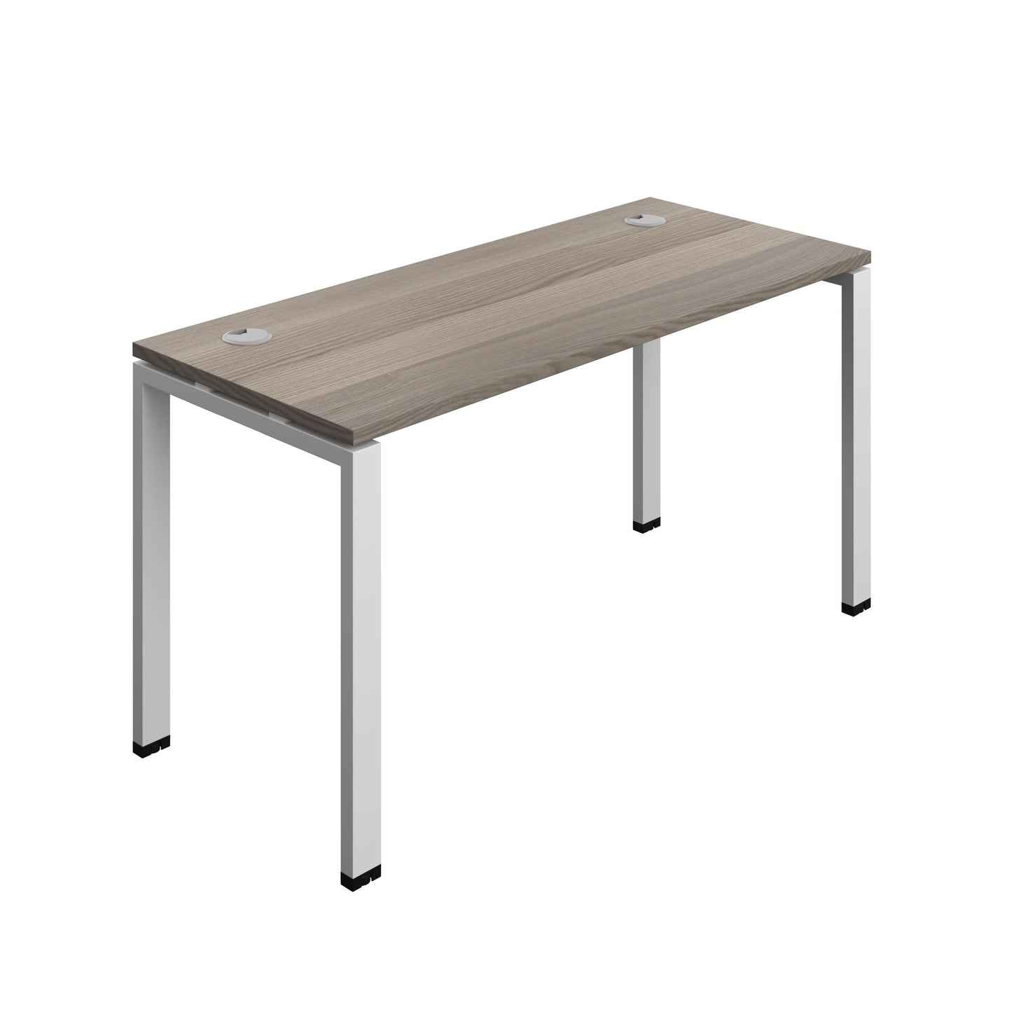 Synergy Bench with Cable Ports: 1 Person (FSC) : Goal Post Leg : 1400 | 700 | Grey Oak/Silver