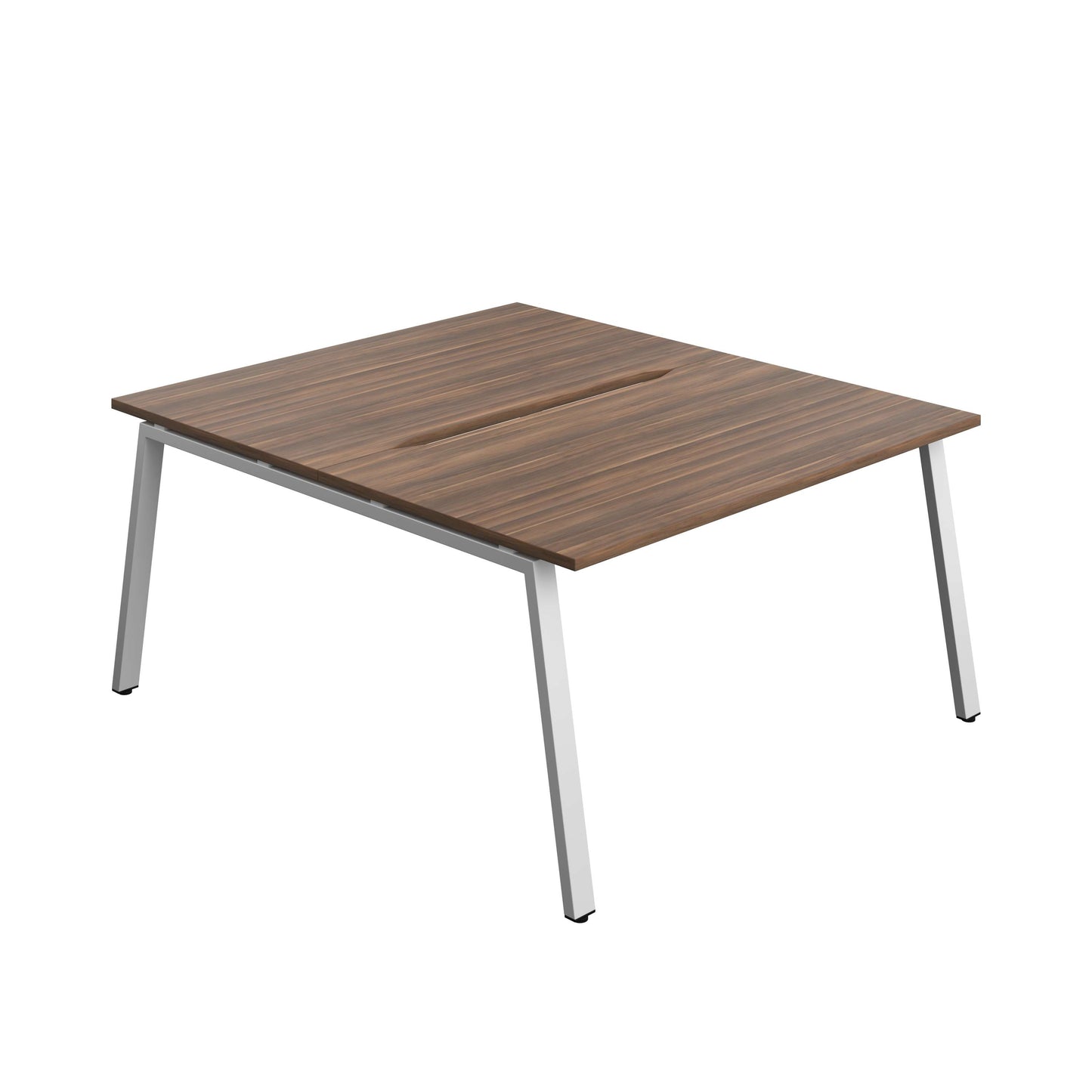 Synergy Bench with Cut Out: 2 Person (FSC) : A-Frame Leg : 1400 | 800 | Dark Walnut/Silver