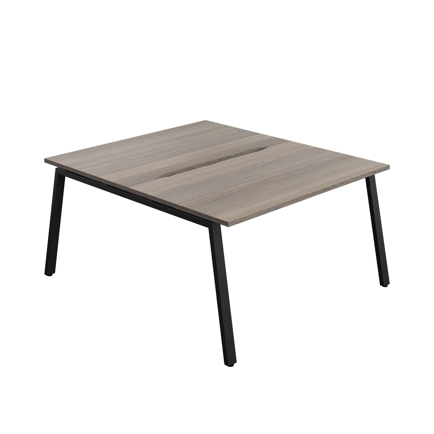 Synergy Bench with Cut Out: 2 Person (FSC) : A-Frame Leg : 1400 | 800 | Grey Oak/Black