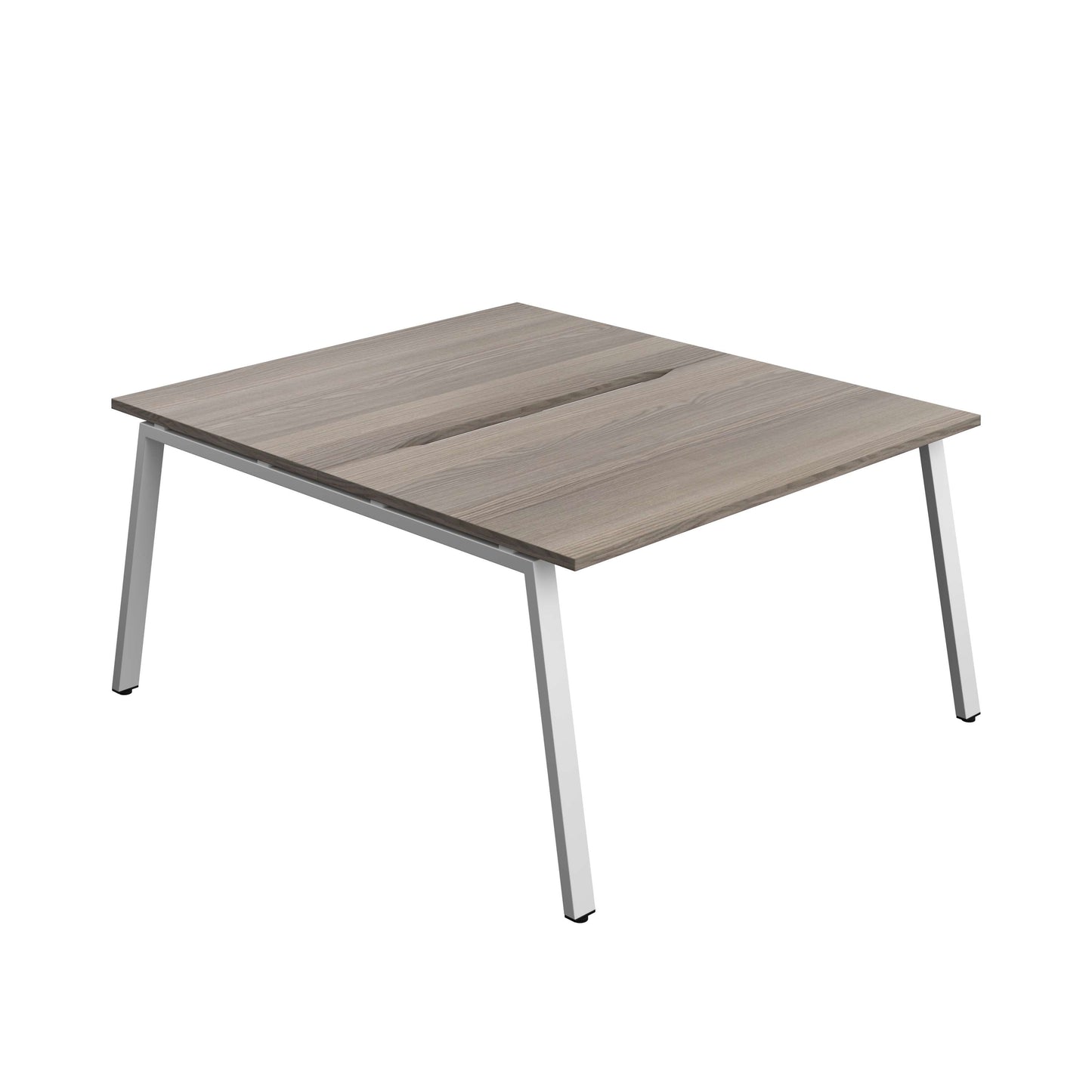 Synergy Bench with Cut Out: 2 Person (FSC) : A-Frame Leg : 1400 | 800 | Grey Oak/Silver