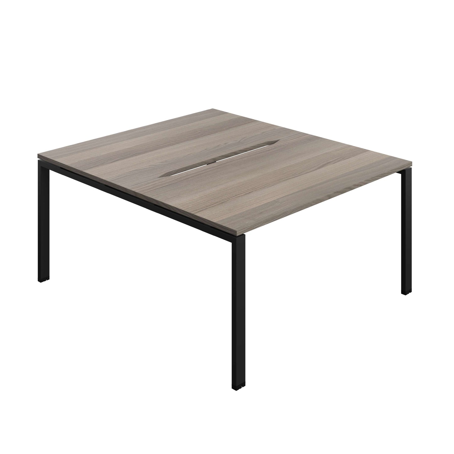 Synergy Bench with Cut Out: 2 Person (FSC) : Goal Post Leg : 1400 | 800 | Grey Oak/Black