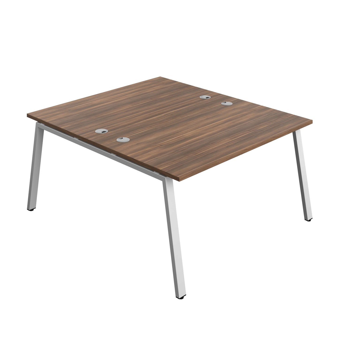 Synergy Bench with Cable Ports: 2 Person (FSC) : A-Frame Leg : 1400 | 800 | Dark Walnut/Silver