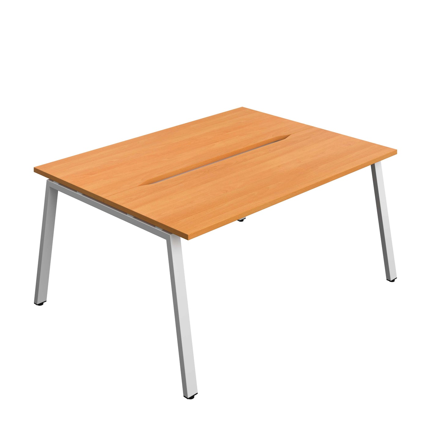 Synergy Bench with Cut Out: 2 Person (FSC) : A-Frame Leg : 1600 | 600 | Beech/Silver