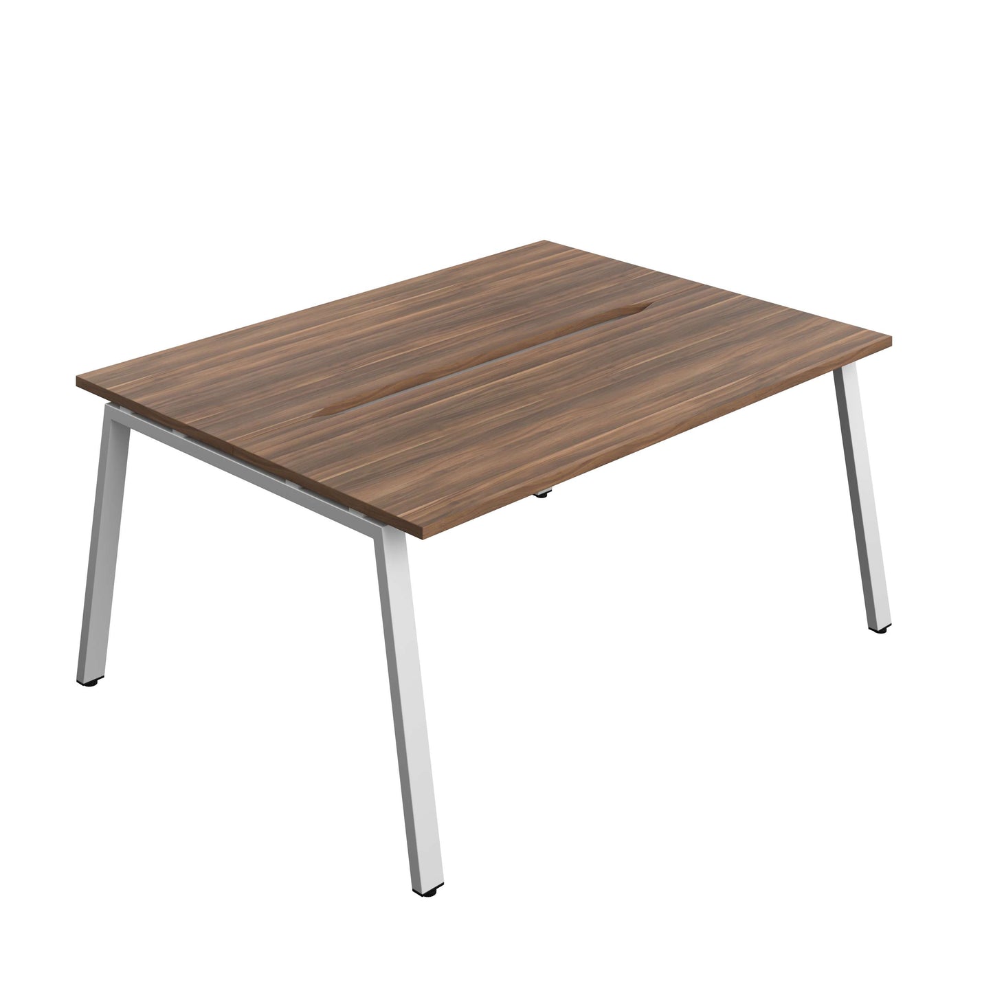 Synergy Bench with Cut Out: 2 Person (FSC) : A-Frame Leg : 1600 | 600 | Dark Walnut/Silver