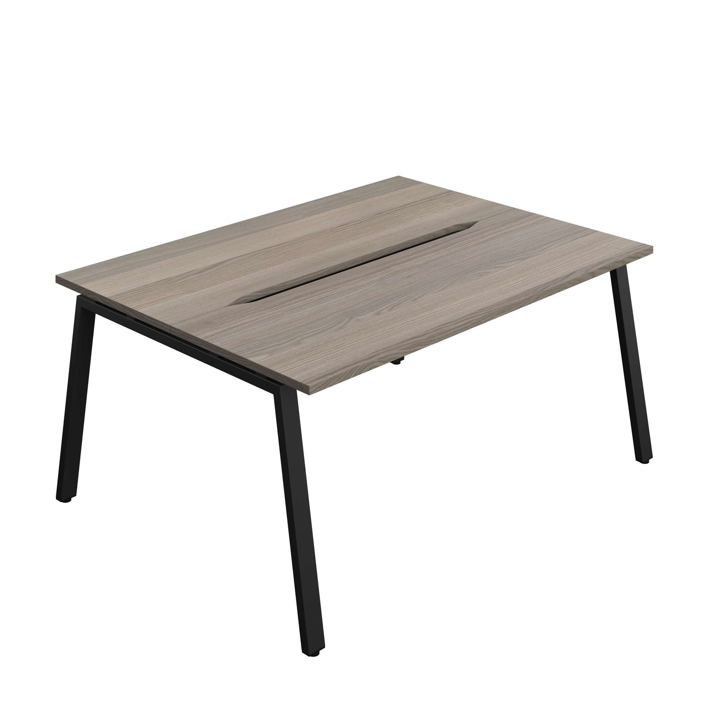Synergy Bench with Cut Out: 2 Person (FSC) : A-Frame Leg : 1600 | 600 | Grey Oak/Black