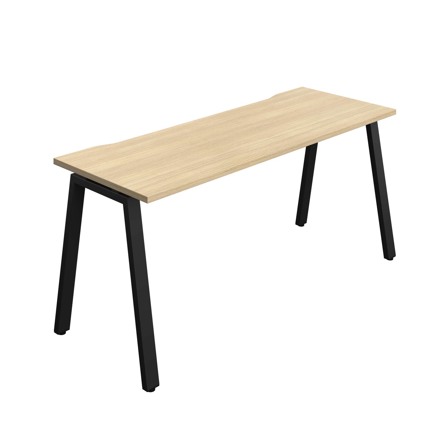 Synergy Bench with Cut Out: 1 Person (FSC) : A-Frame Leg : 1600 | 600 | Nova Oak/Black