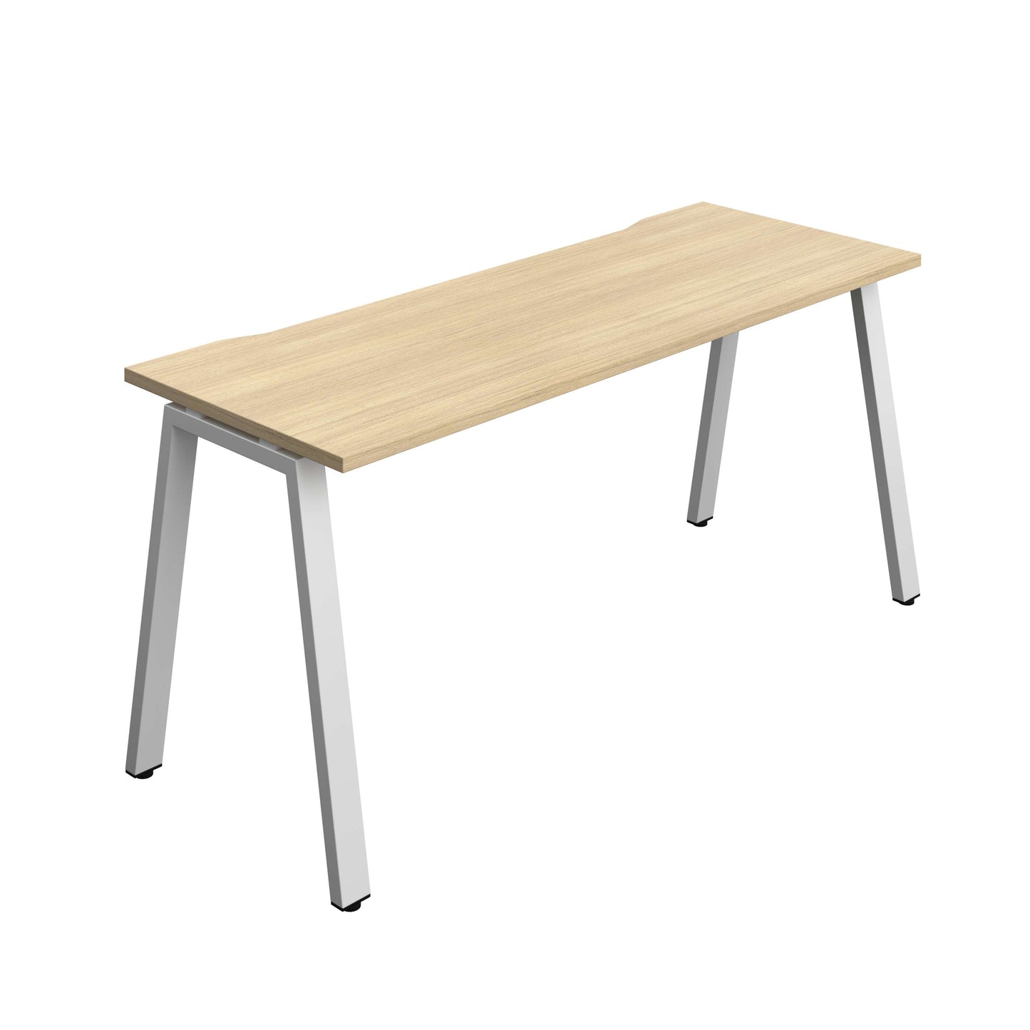 Synergy Bench with Cut Out: 1 Person (FSC) : A-Frame Leg : 1600 | 600 | Nova Oak/Silver