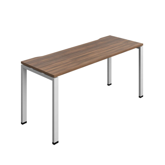 Synergy Bench with Cut Out: 1 Person (FSC) : Goal Post Leg : 1600 | 600 | Dark Walnut/Silver