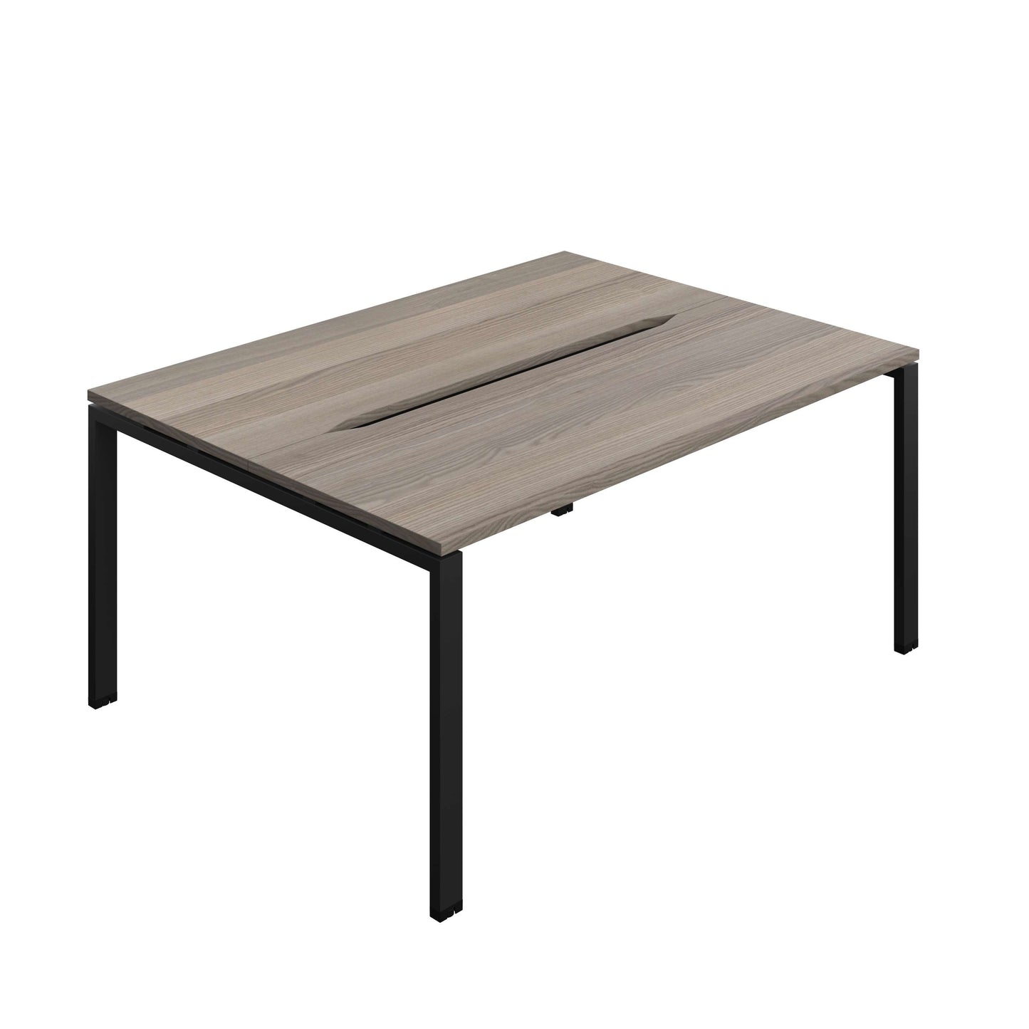 Synergy Bench with Cut Out: 2 Person (FSC) : Goal Post Leg : 1600 | 600 | Grey Oak/Black