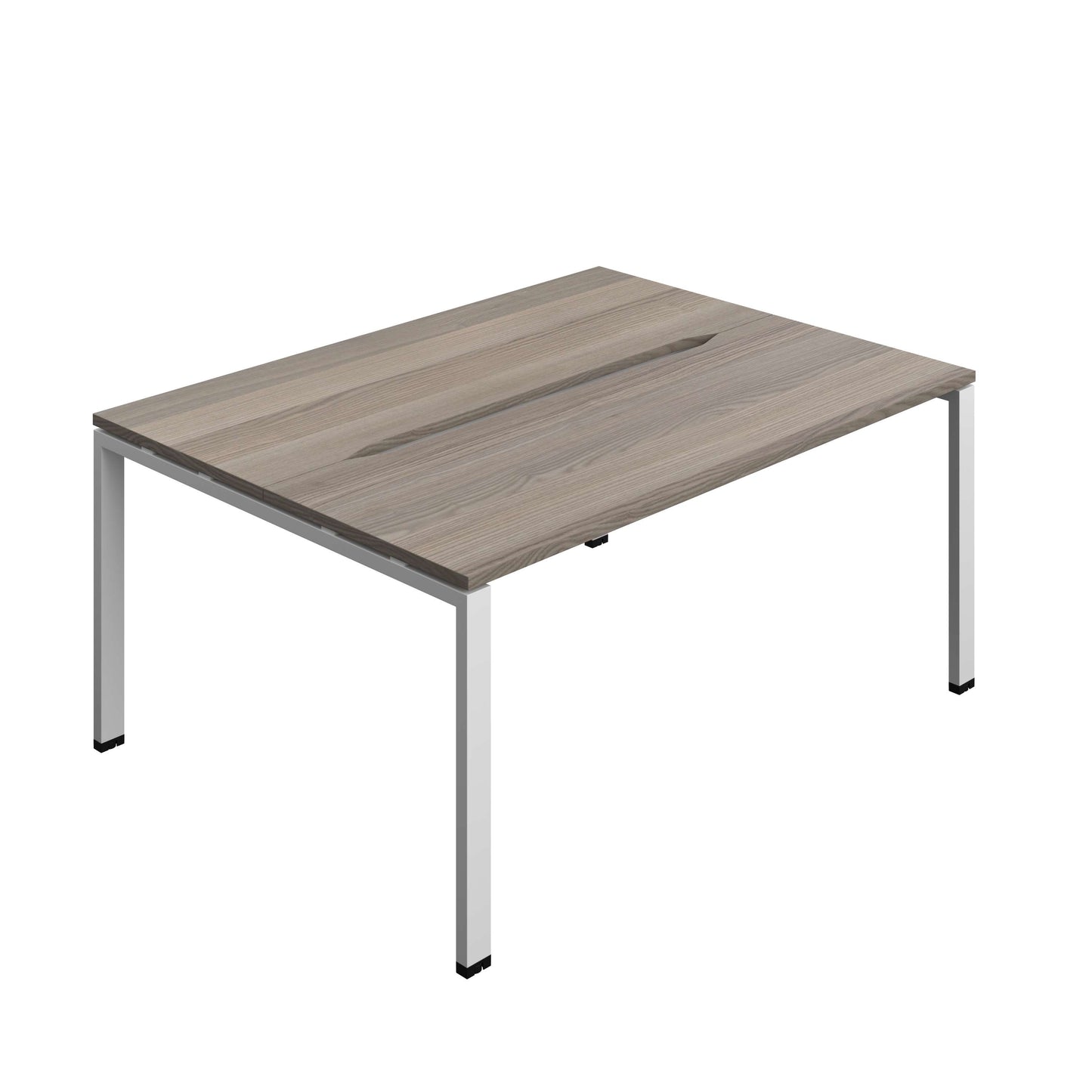 Synergy Bench with Cut Out: 2 Person (FSC) : Goal Post Leg : 1600 | 600 | Grey Oak/Silver