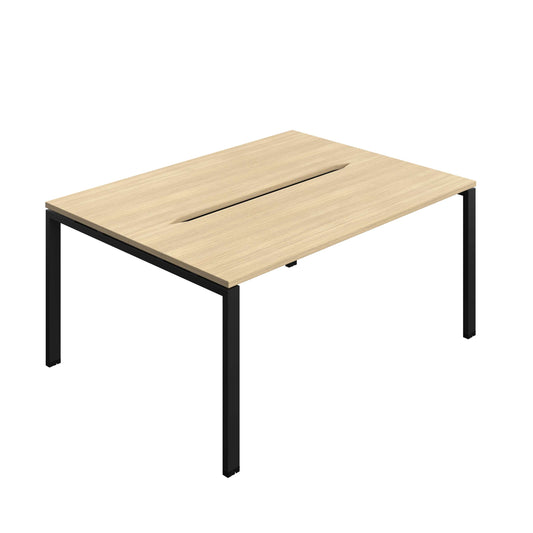 Synergy Bench with Cut Out: 2 Person (FSC) : Goal Post Leg : 1600 | 600 | Nova Oak/Black