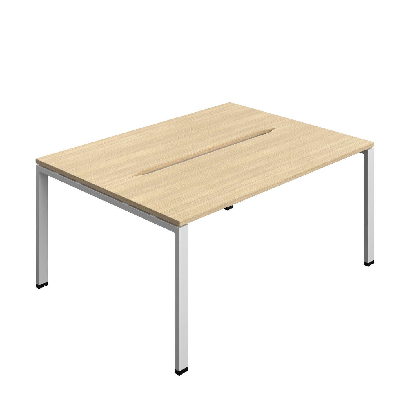 Synergy Bench with Cut Out: 2 Person (FSC) : Goal Post Leg : 1600 | 600 | Nova Oak/Silver