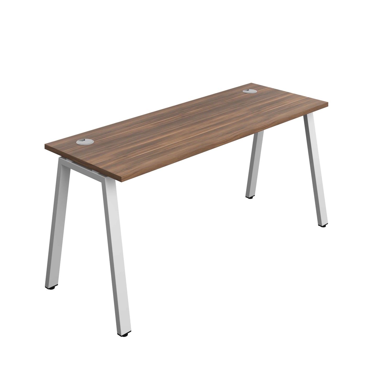 Synergy Bench with Cable Ports: 1 Person (FSC) : A-Frame Leg : 1600 | 600 | Dark Walnut/Silver